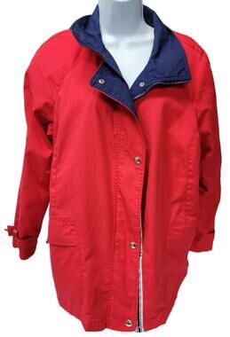 Mackintosh Womens SZ L Navy Red Spring Fall Jacket zip button New England